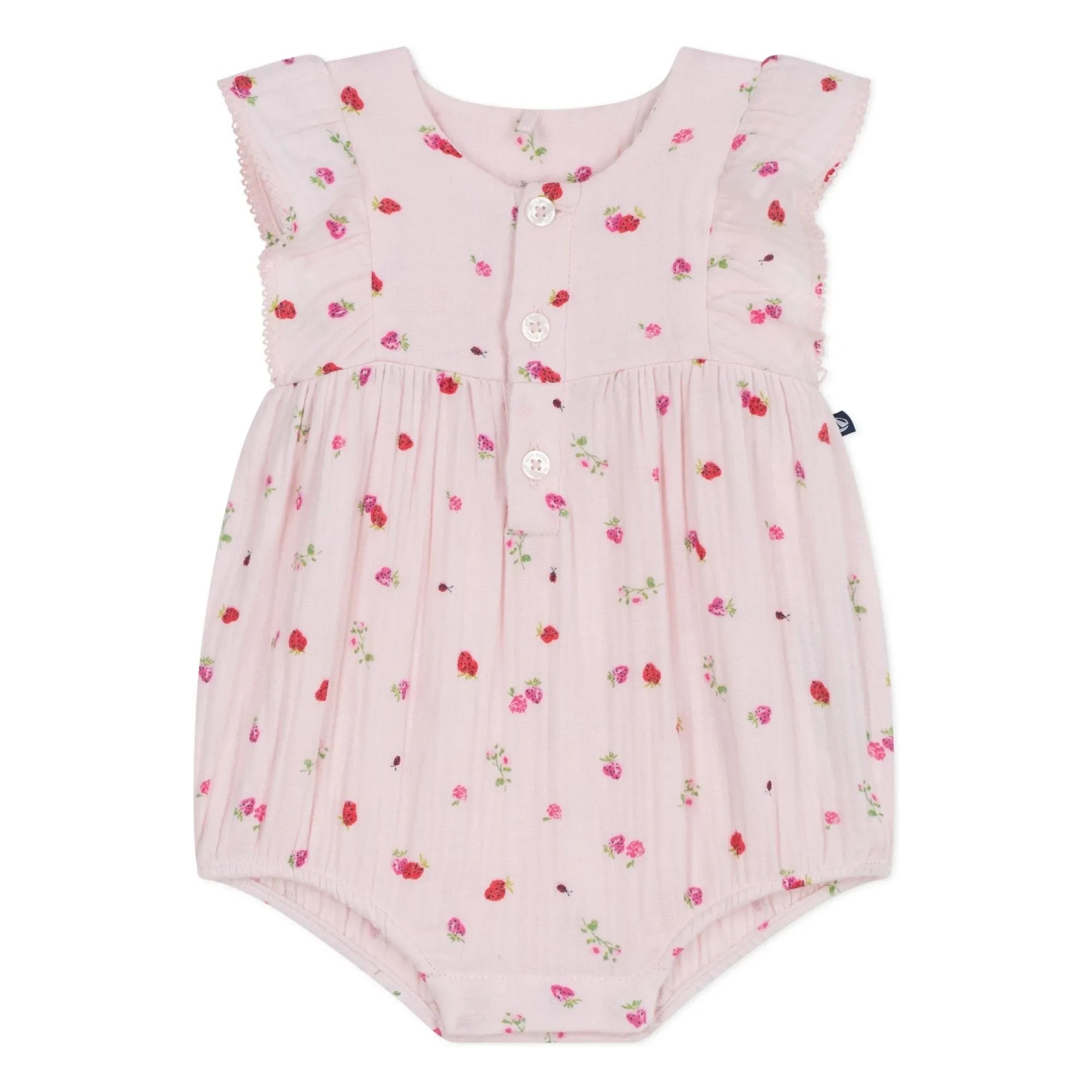 Petit Bateau - Bio-Baumwolle Musselin Blumenmuster Strampler | Rosa