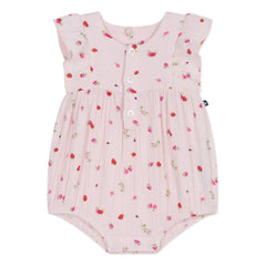 Petit Bateau - Bio-Baumwolle Musselin Blumenmuster Strampler | Rosa