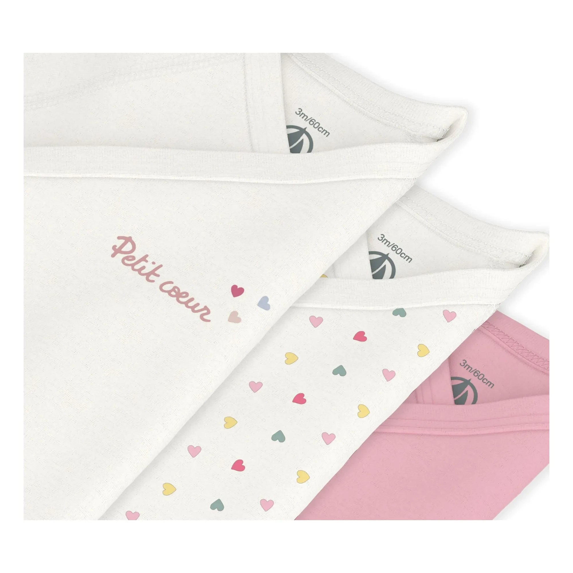Petit Bateau - 3er-Pack Wickelbody aus Bio-Baumwolle mit kleinen Herzen | Weiß