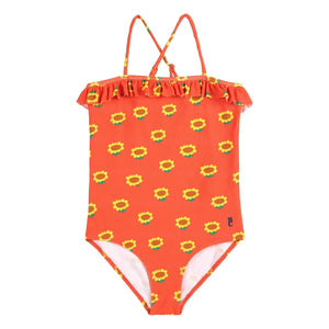 Bobo Choses - Sonnenblumen-Badeanzug Recycelte Fasern | Rot