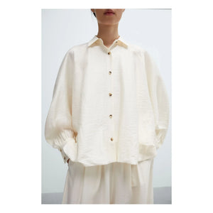 Cordera - Marfil Balon Kollu Bluz | Creme
