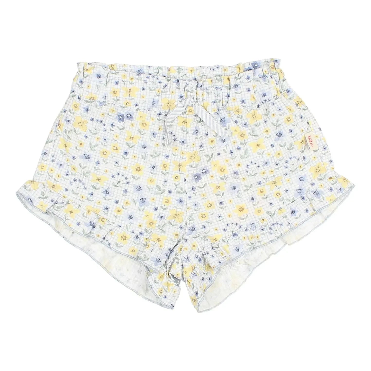 Búho - Seersucker Shorts mit Blumenmuster | Hellblau