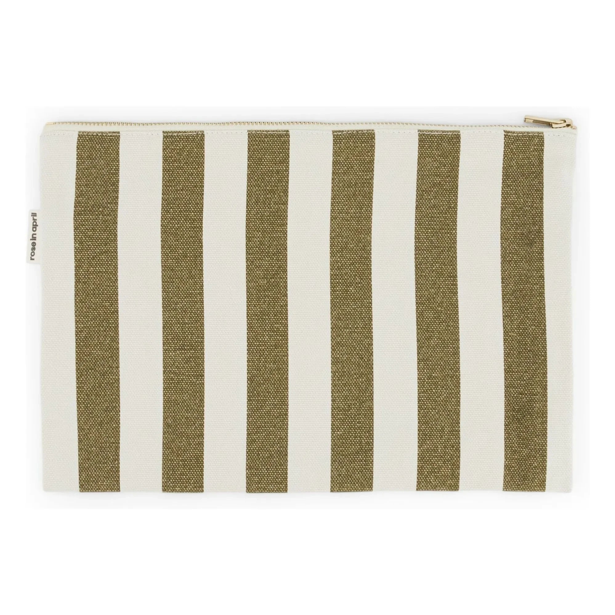 Rose in April - Lili gestreifte Clutch | Olivgrün