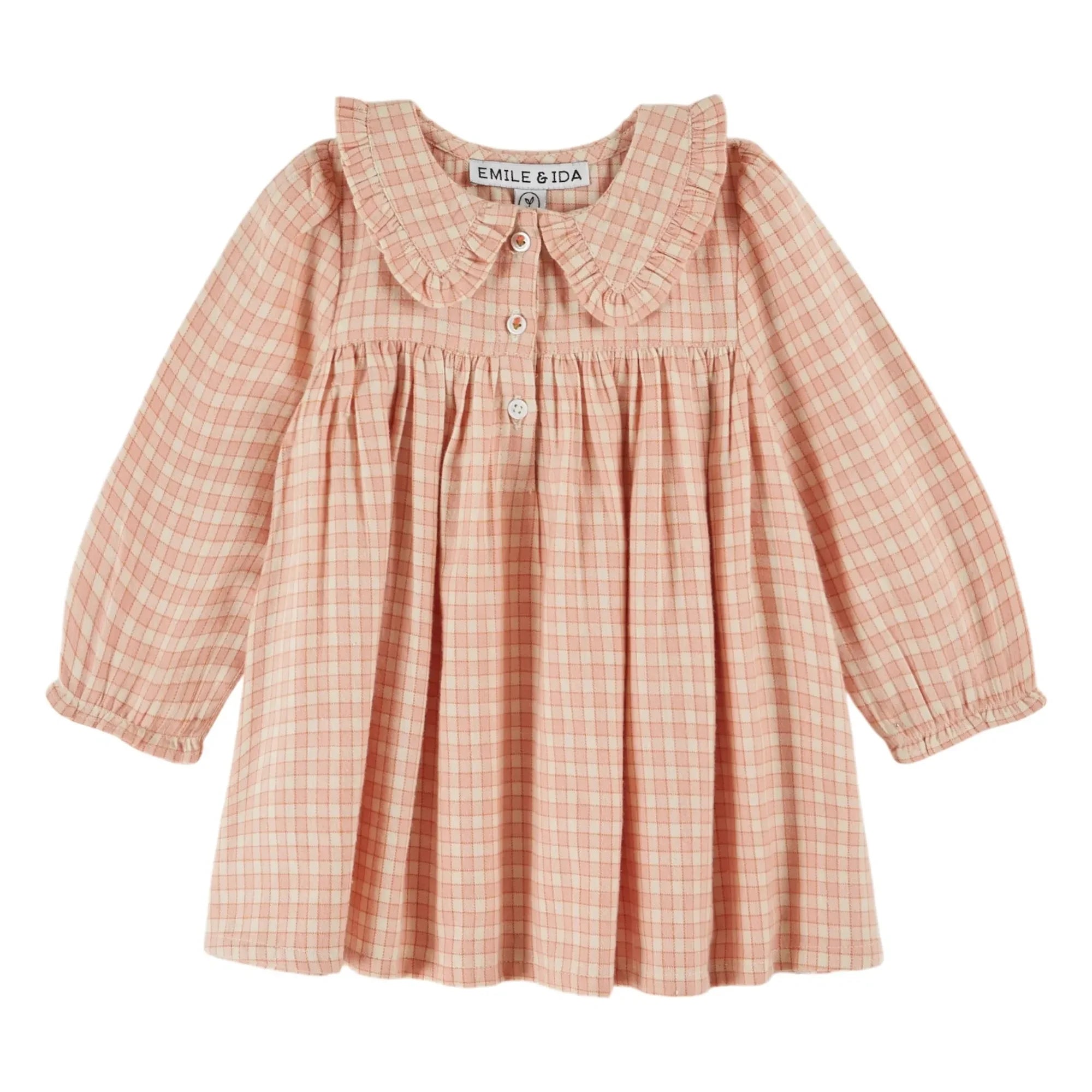 Emile et Ida – Hellrosafarbenes kariertes Schulkleid