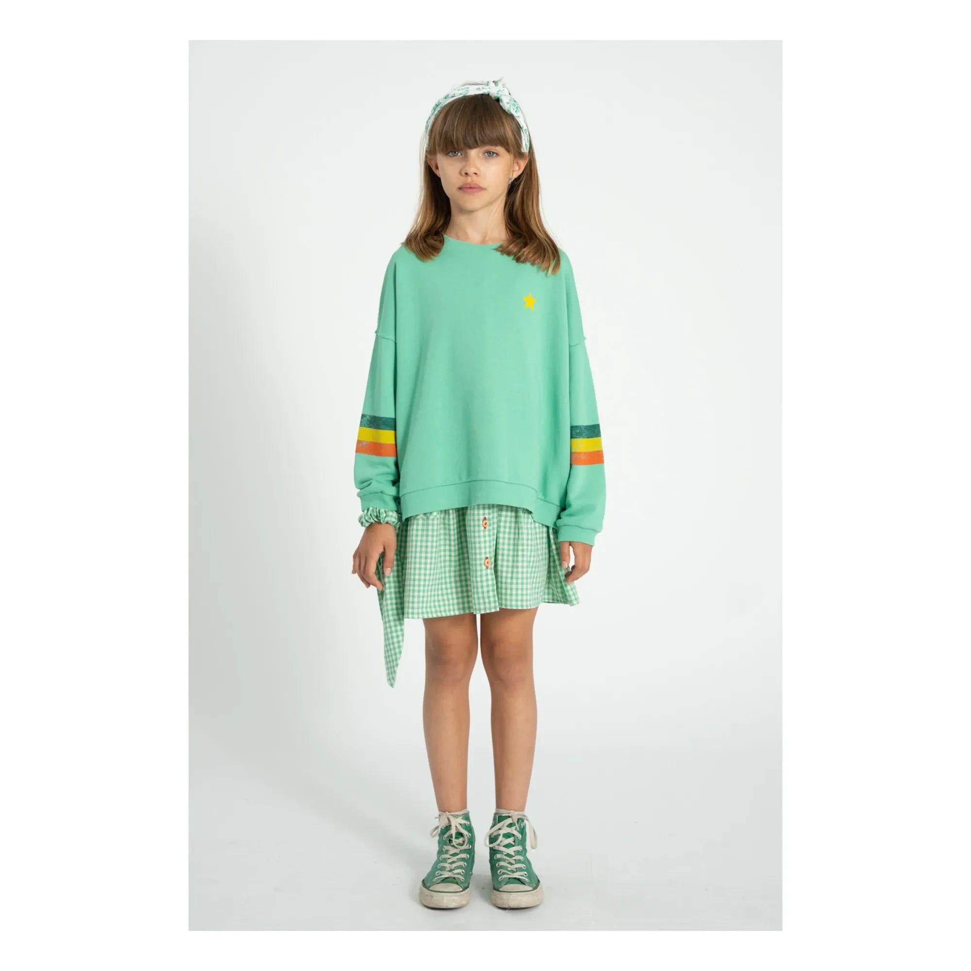 Piupiuchick - Gestreiftes Sweatshirt Bio-Baumwolle | Grün