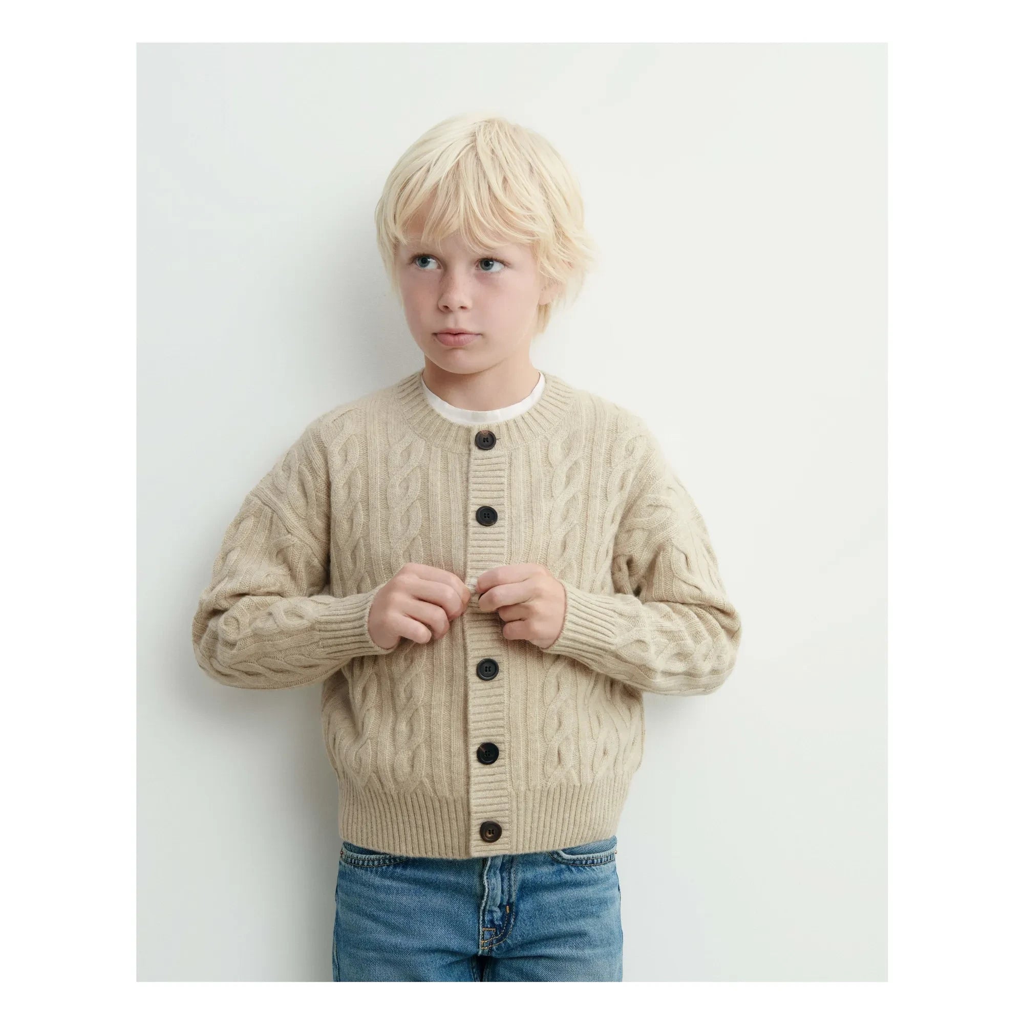 Bompard - Kaschmir-Cardigan mit Zopfmuster | Creme