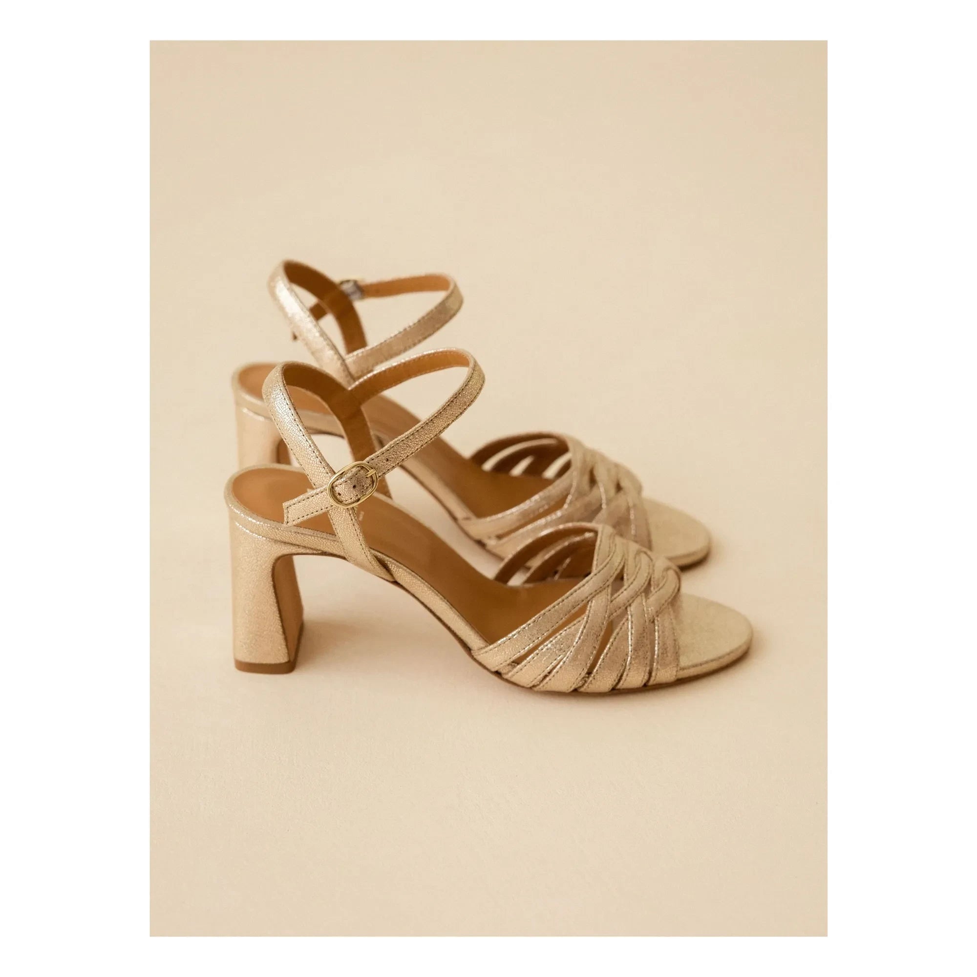 Bobbies - Loren Sandale Lamé-Leder | Champagner