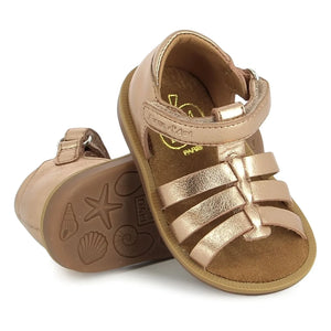 Pom d'Api - Air Pur Riemchensandalen in Metallic-Optik | Kupferrot