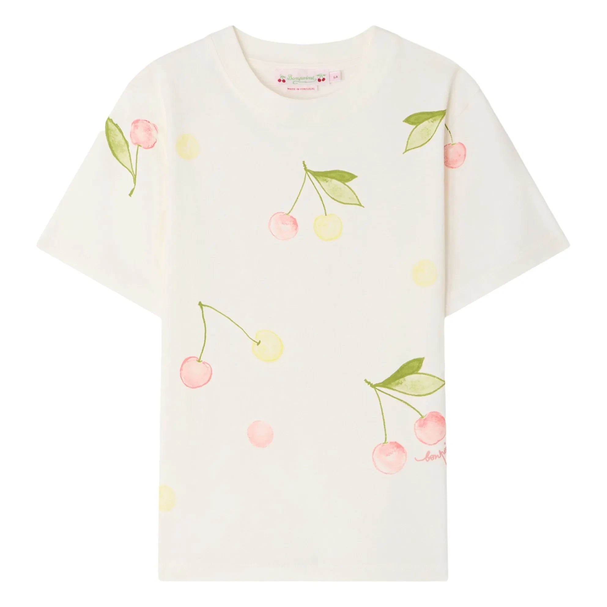Bonpoint - Thida Cerises Bio-Baumwolle T-Shirt | Creme