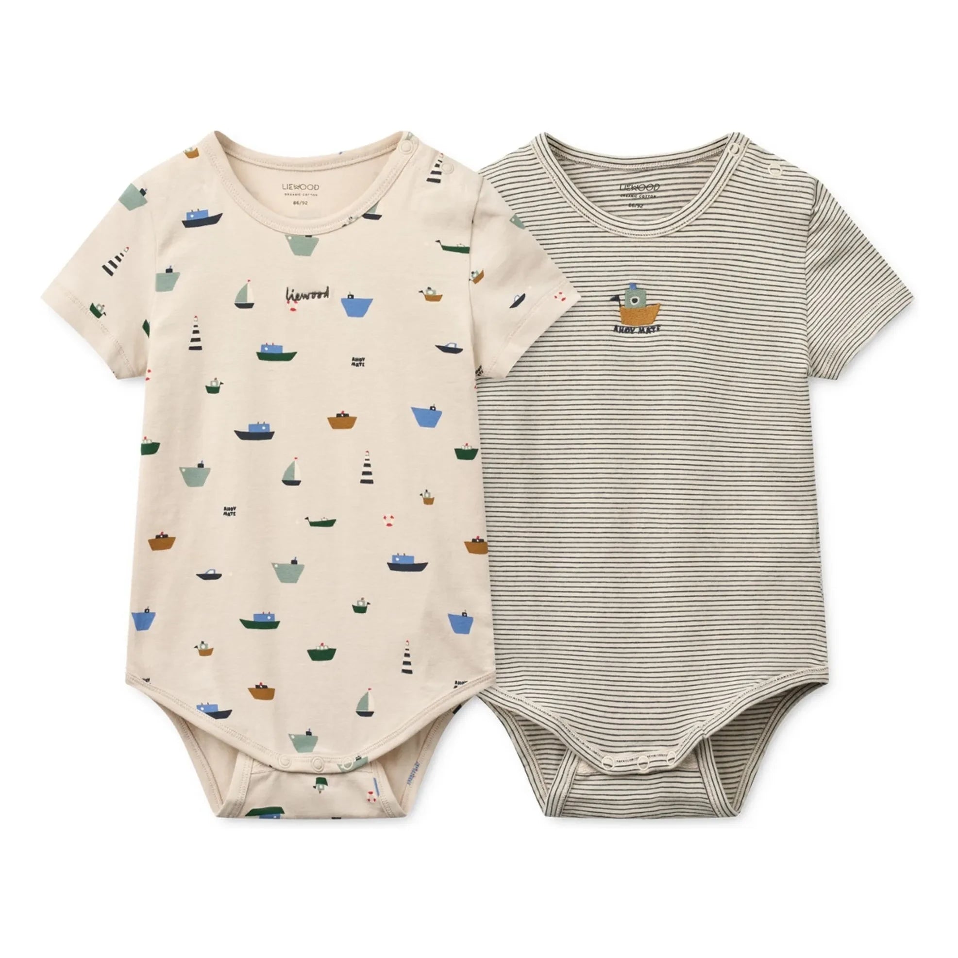 Liewood – 2er-Pack Bodies Yanni Bateaux Bio-Baumwolle | Beige