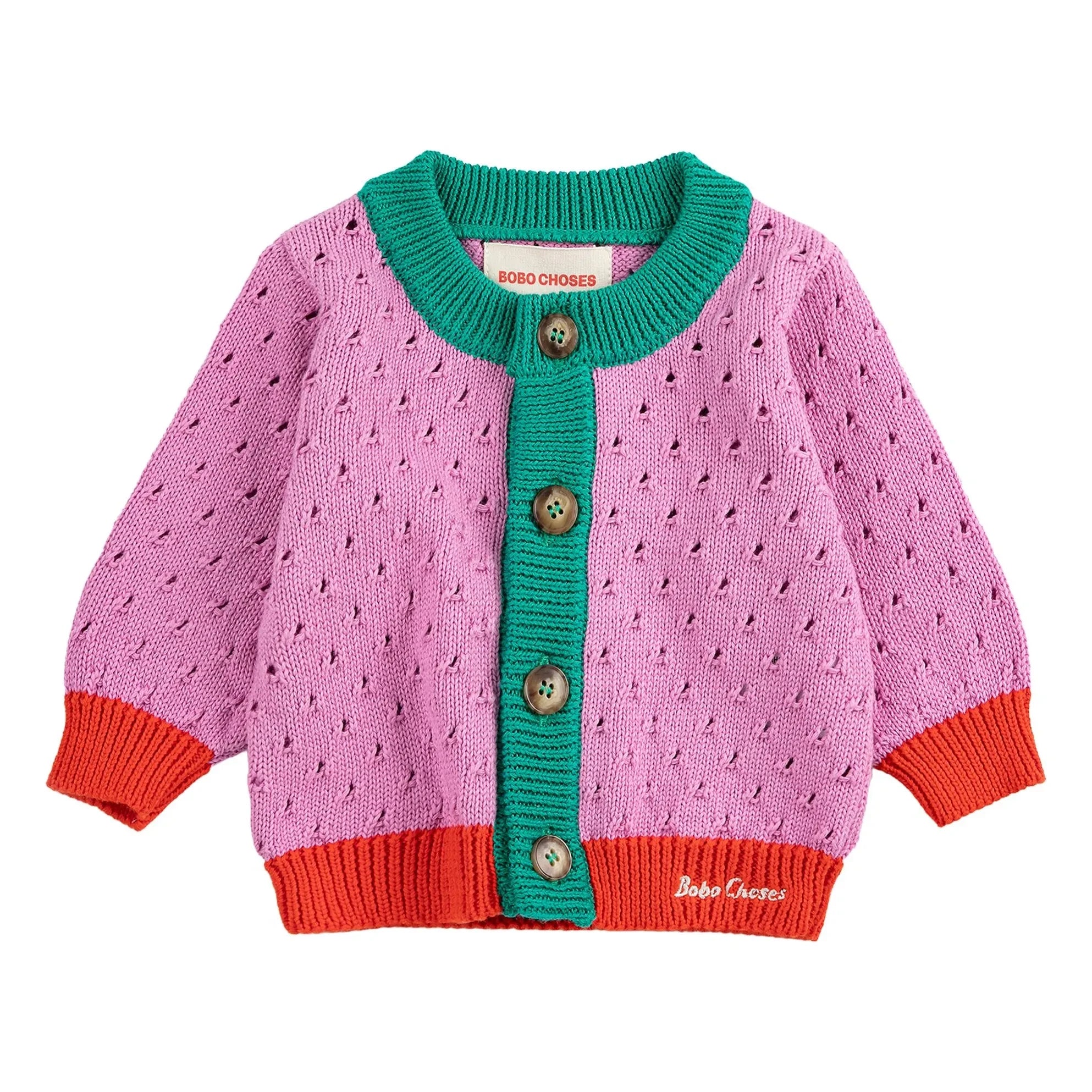 Bobo Choses - Bio-Baumwoll-Strickjacke mit Colorblocking | Lila