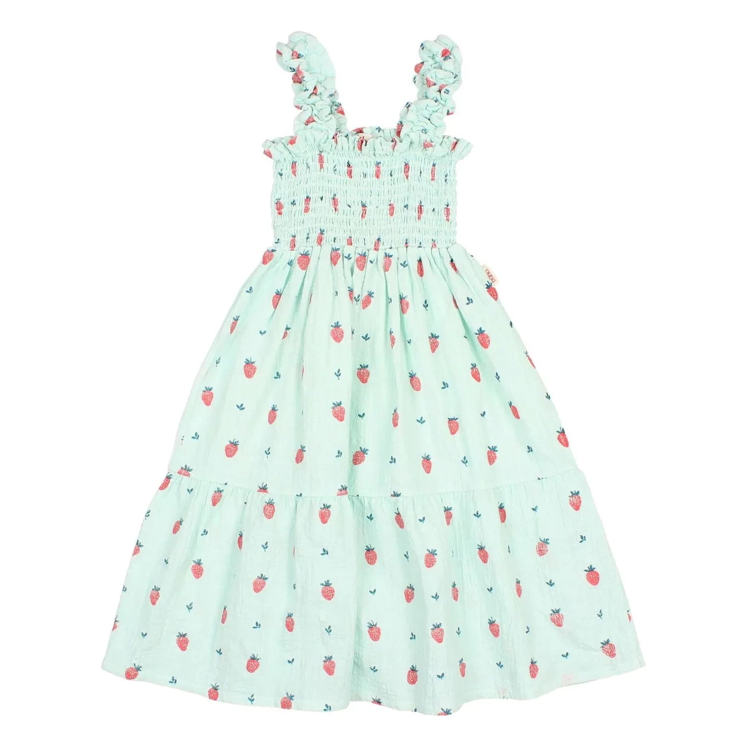 Búho - Erdbeer-Rüschenkleid aus Bio-Baumwolle | Mintgrün