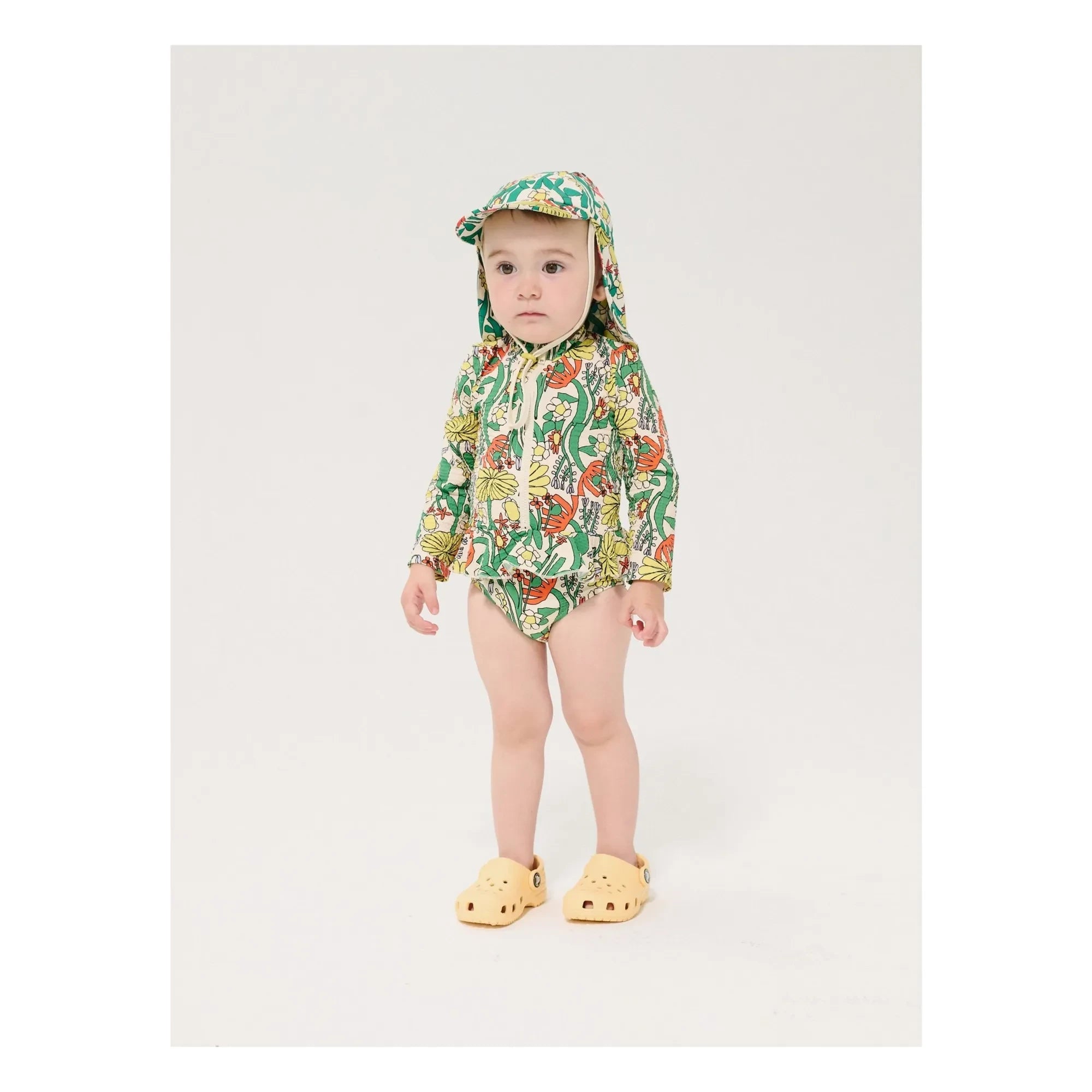 Bobo Choses - Langärmliger Badeanzug mit Blumenmuster aus recycelter Faser | Ecru