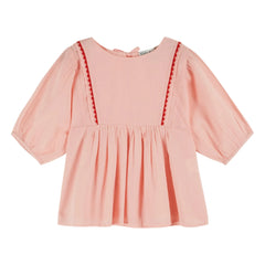 Emile et Ida - Voile Bluse mit Rüschen | Blassrosa
