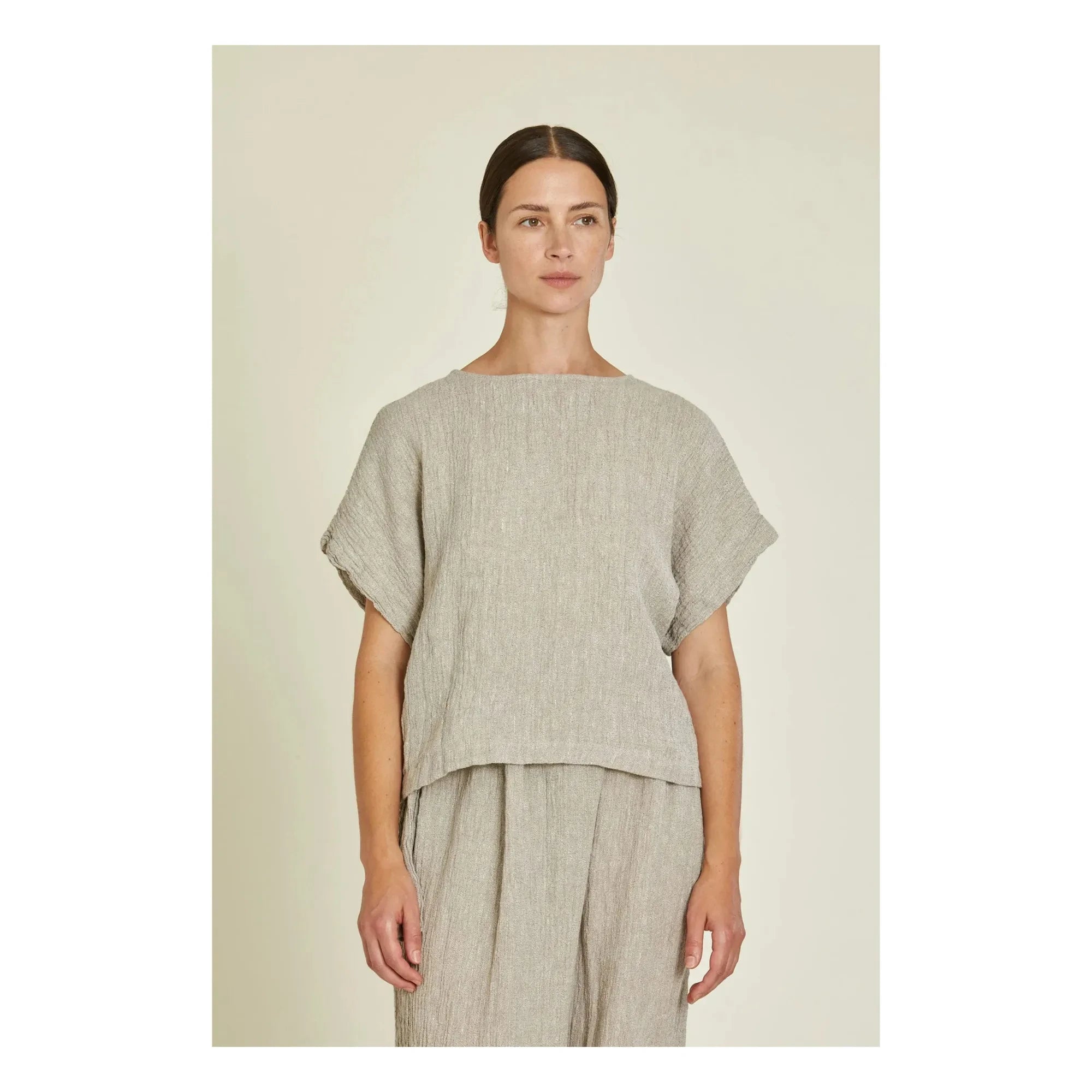 Black Crane – Basic Leinen-Top | Hellgrau