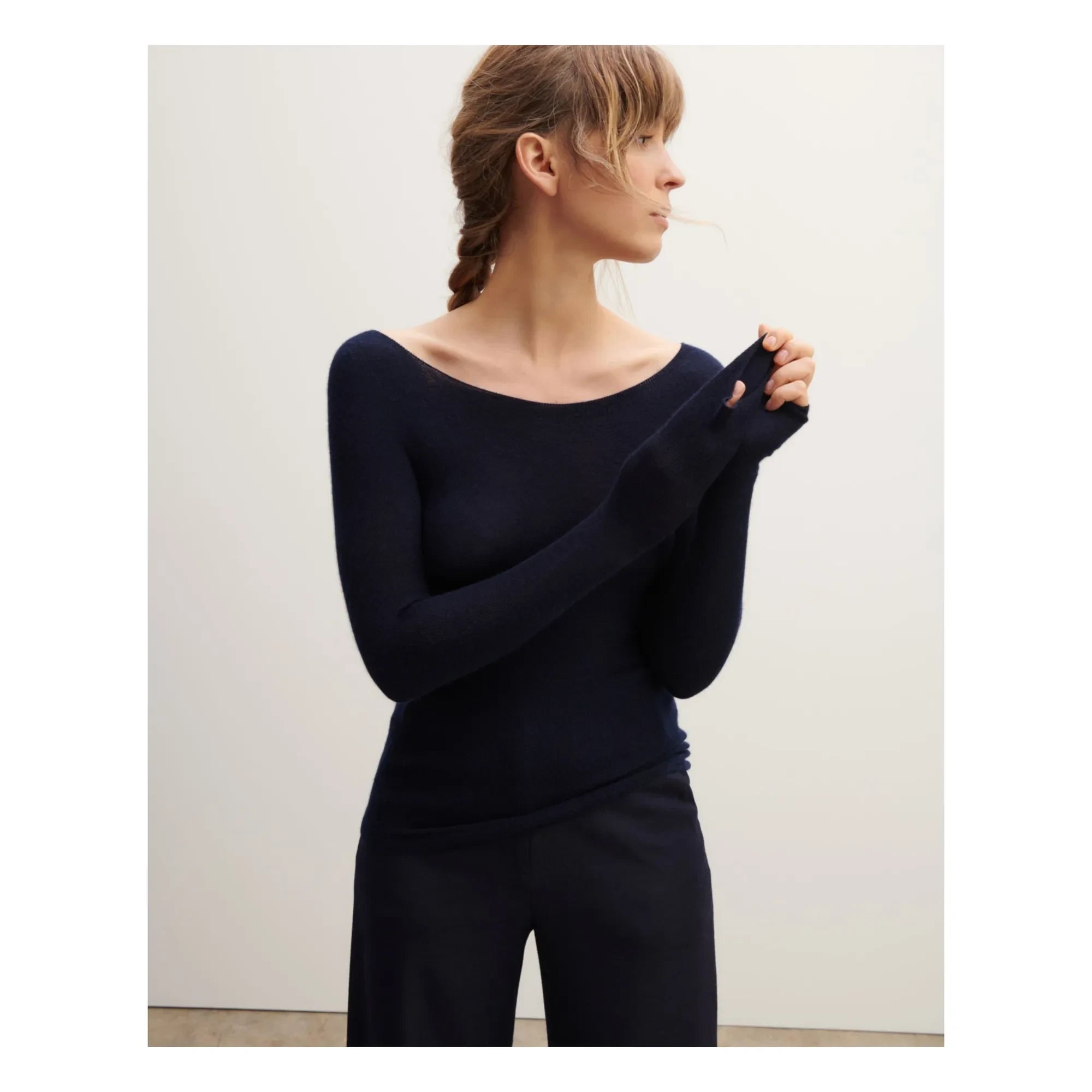 Bompard - Nahtloser Kaschmir-Ultrafein-Rundhals-Pullover | Schwarz