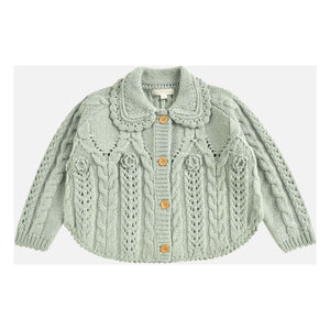 Louise Misha - Khellana Woll-Poncho-Cardigan | Mandelgrün