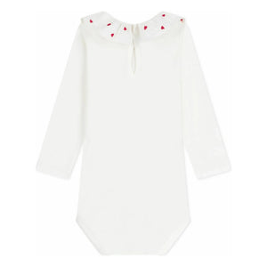 Petit Bateau - Bio-Baumwoll-Body mit Rüschenkragen | Weiß