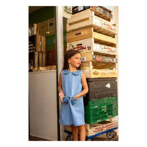 Louis Louise - Misti Chambray Claudine Kragen Kleid | Hellblau
