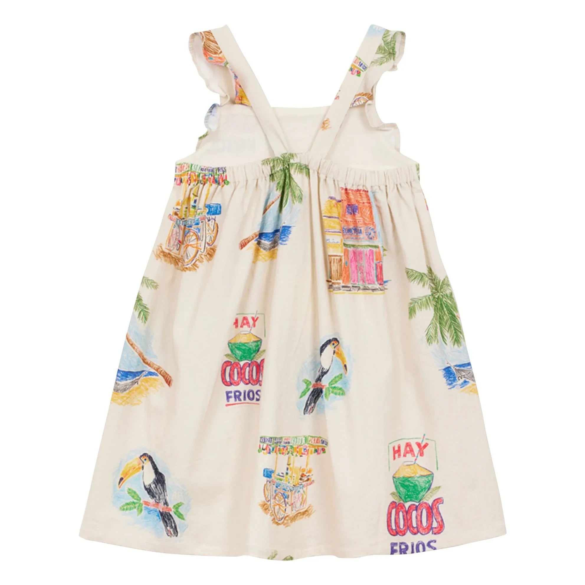 Arsène et Les Pipelettes - Twill Palm Latzkleid | Ecru