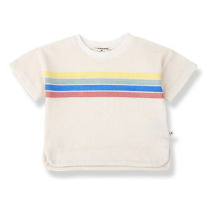 1+ in the family - Alocs Gestreiftes Handtuch-T-Shirt | Weiß