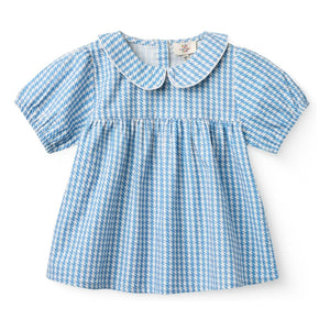Copenhagen Colors – Gepunktete Claudine-Kragenbluse aus Bio-Baumwolle | Blau