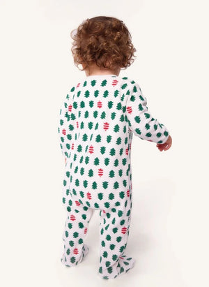 Petit Bateau - Kürk Ağacı Ayaklı Kadife Organik Pamuk Pijama | Beyaz
