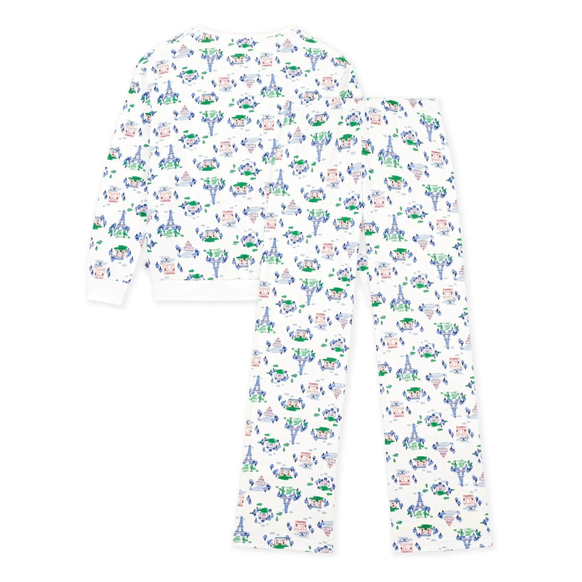 Petit Bateau - Eyfel Kulesi Organik Pamuk Pijama | Beyaz