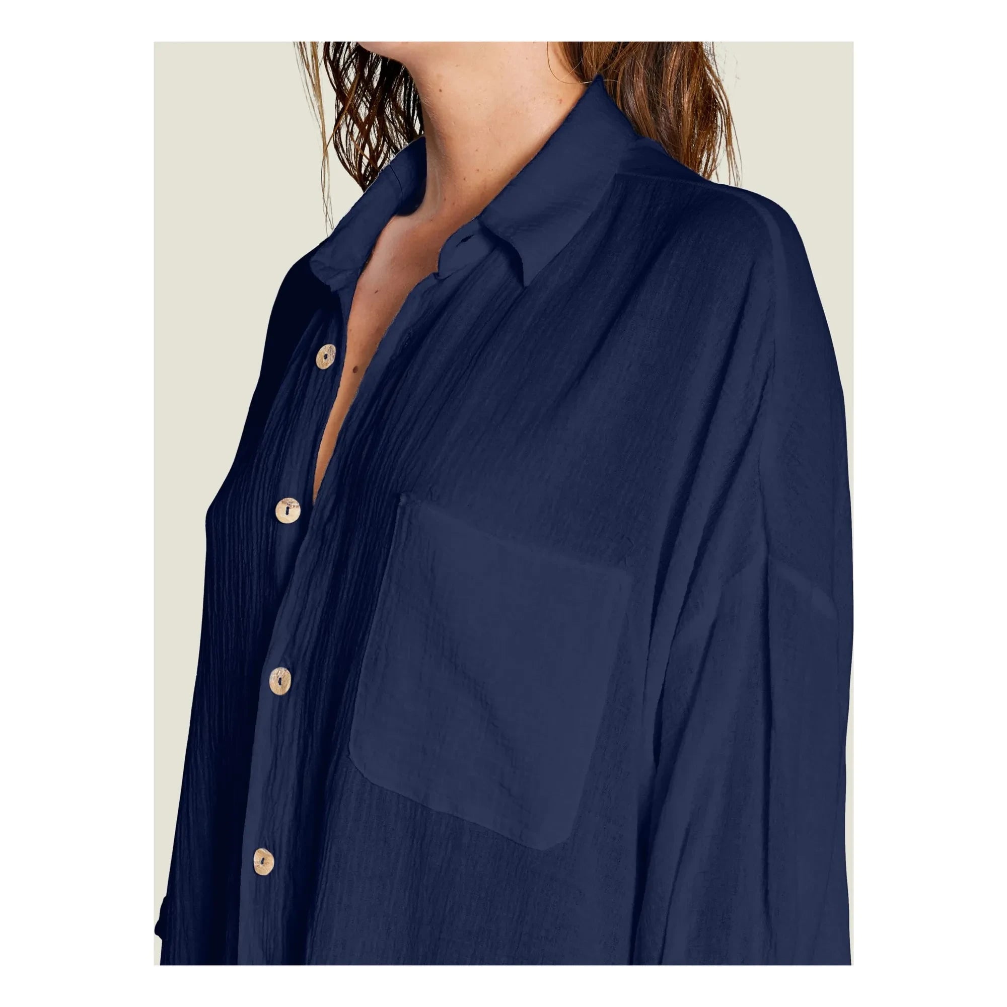 Maison Saint Julien - Mykonos Baumwoll-Gaze-Kleid | Marineblau