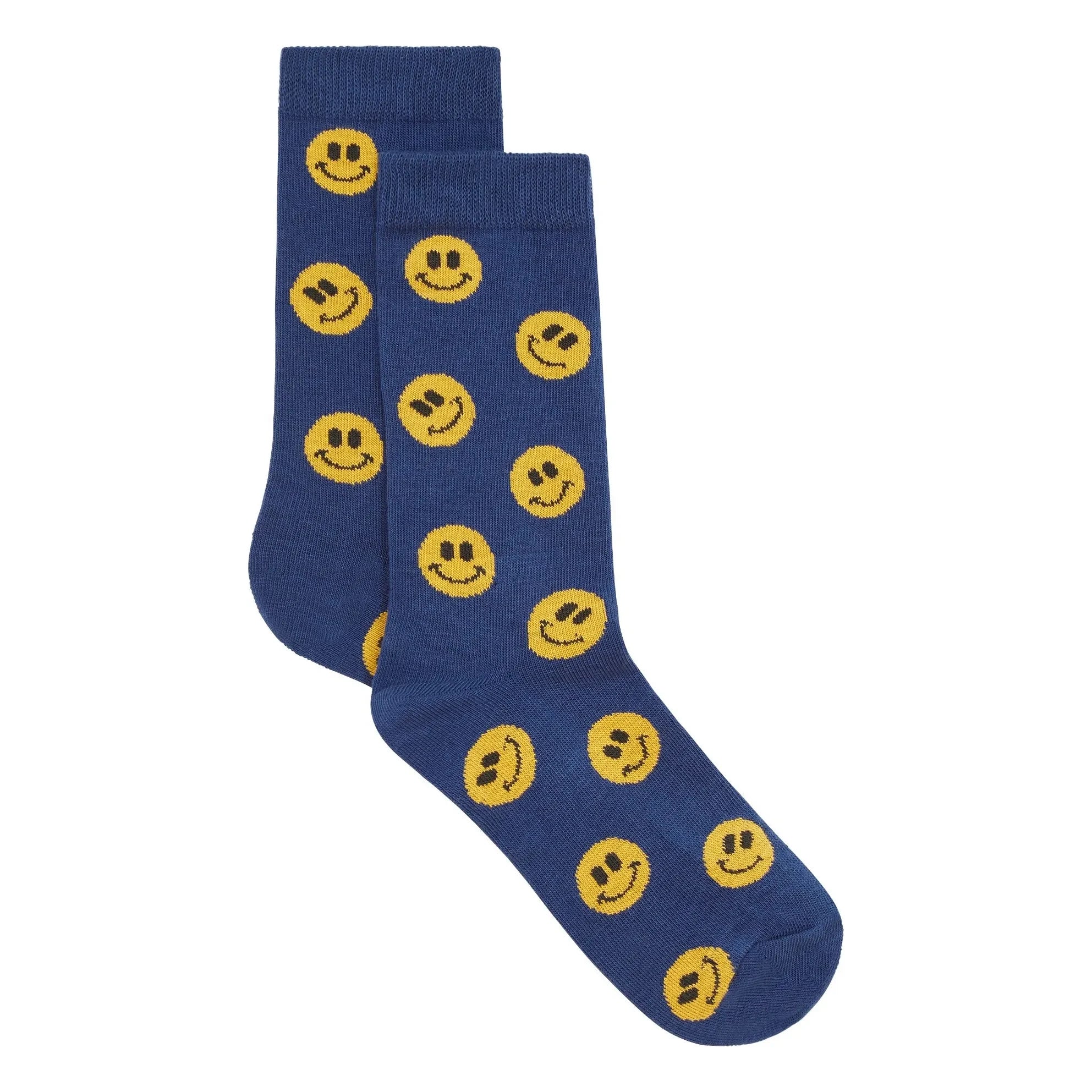 Hundred Pieces - Gelbe und Blaue Lächelnde Socken | Ecru