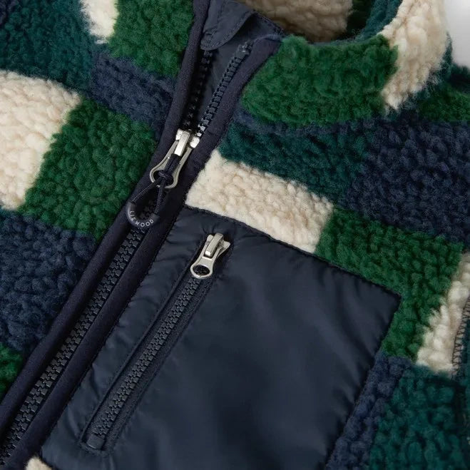 Liewood - Nolan Karomuster Sherpa-Stil Jacke, hergestellt aus recycelten Fasern | Marineblau