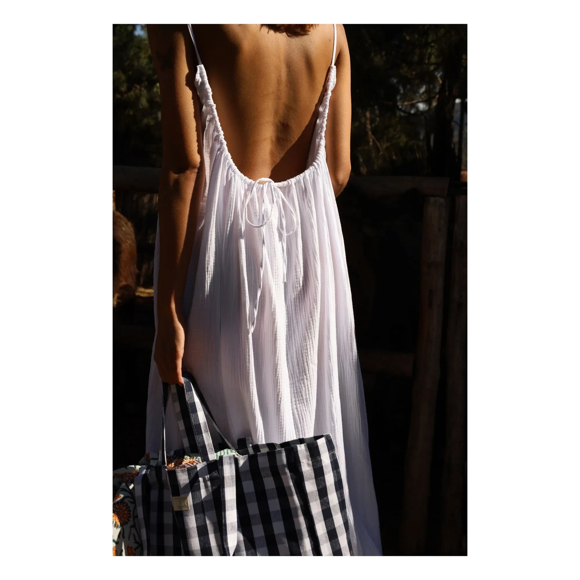Anja Paris - Baumwoll-Musselinkleid mit Neckholder | Weiß