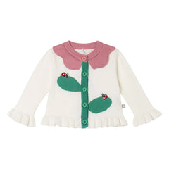 Stella McCartney Kids - Bio-Baumwoll-Strickjacke mit Blumen | Ivory