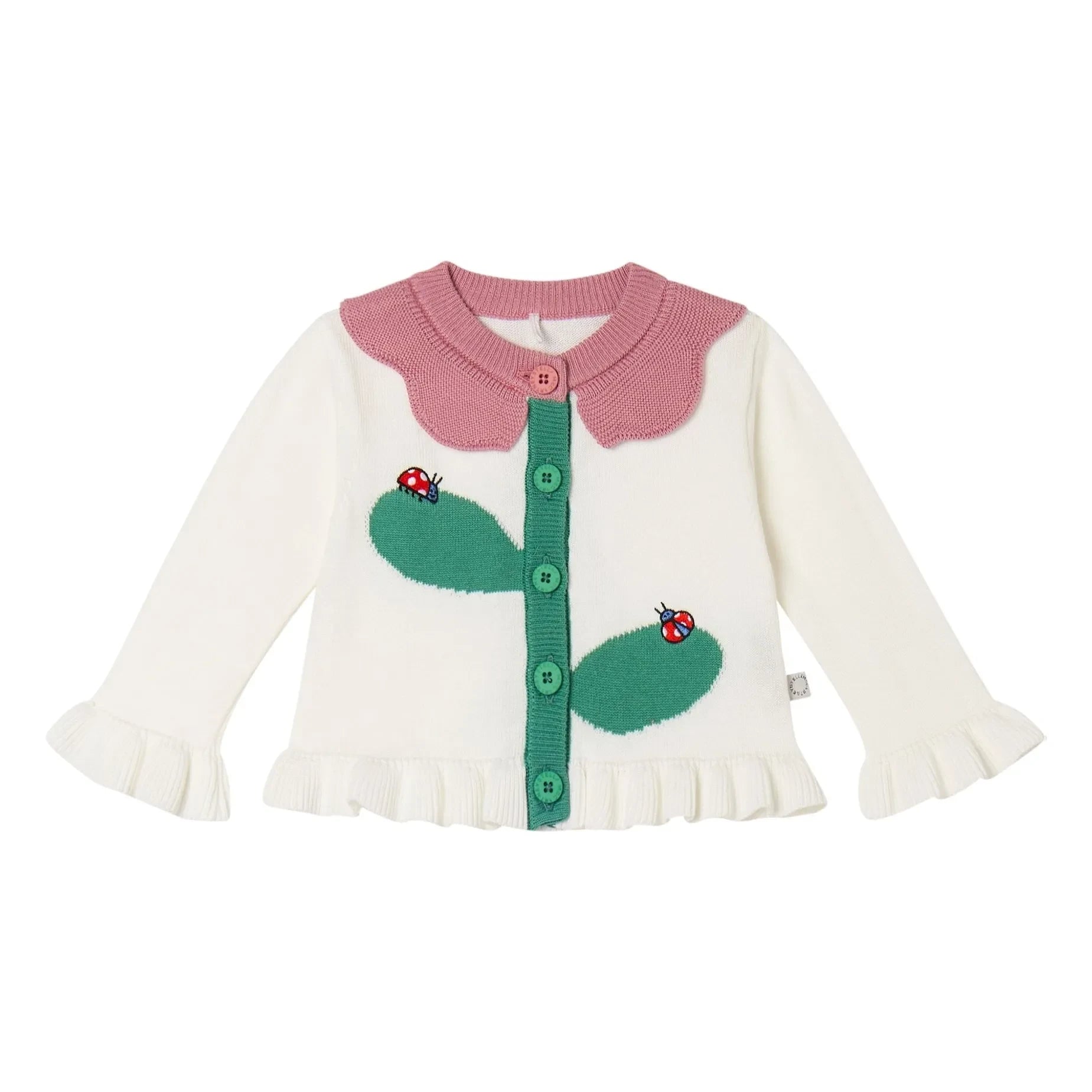 Stella McCartney Kids - Bio-Baumwoll-Strickjacke mit Blumen | Ivory