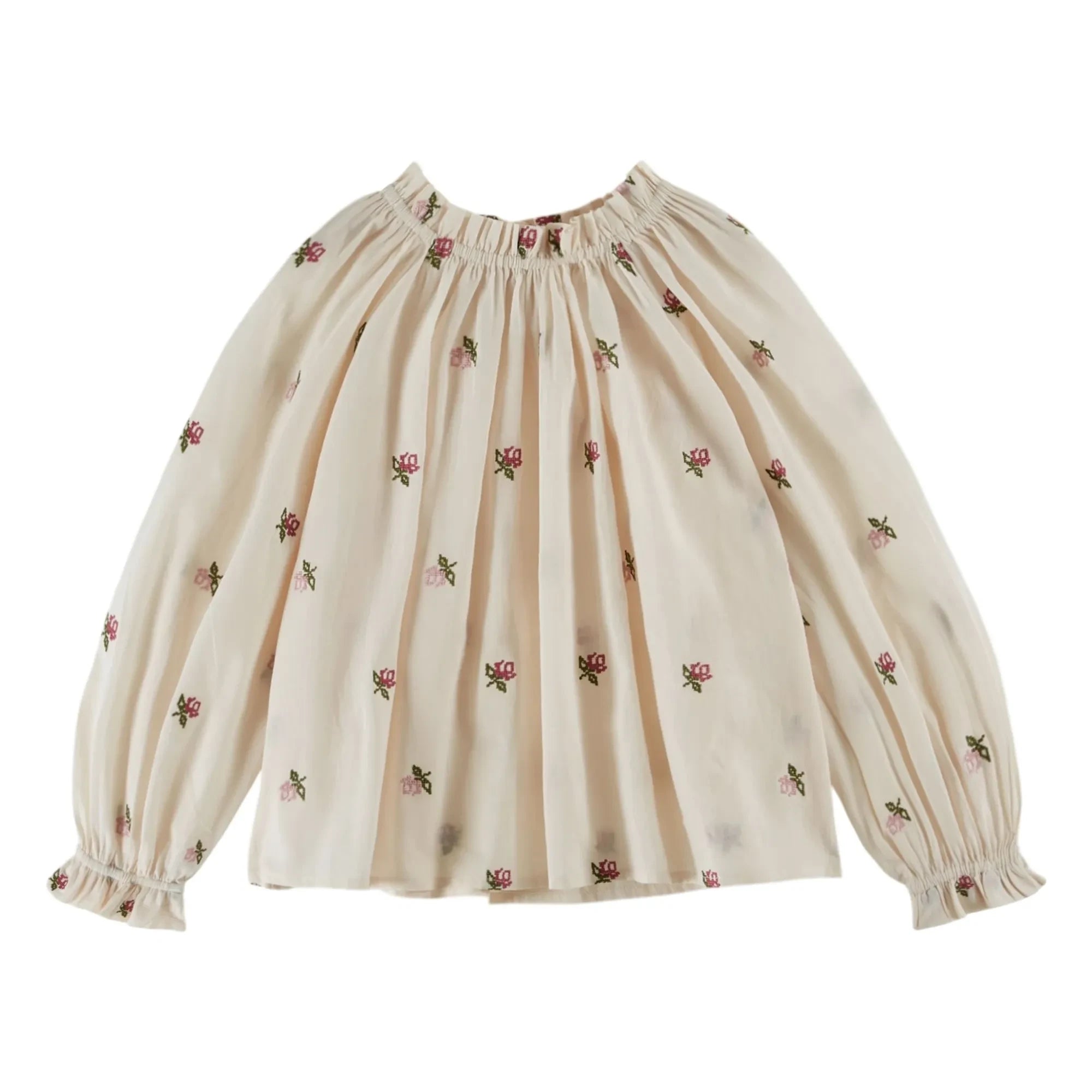 Emile et Ida - Bestickte Rosen Bluse | Creme