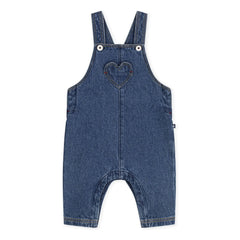 Petit Bateau - Organik Pamuk Denim Kalp Salopet | Mavi