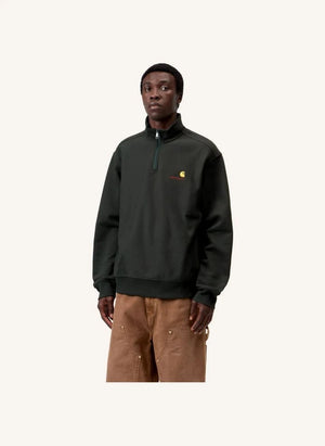 Carhartt WIP - American Script Sweatshirt mit halbem Reißverschluss | Schwarz