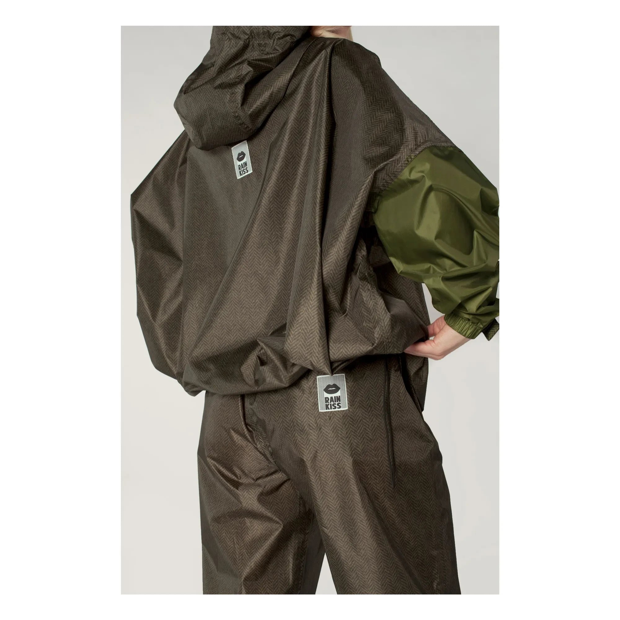Rainkiss - Wasserfester Anorak mit Fischgrätmuster | Khaki