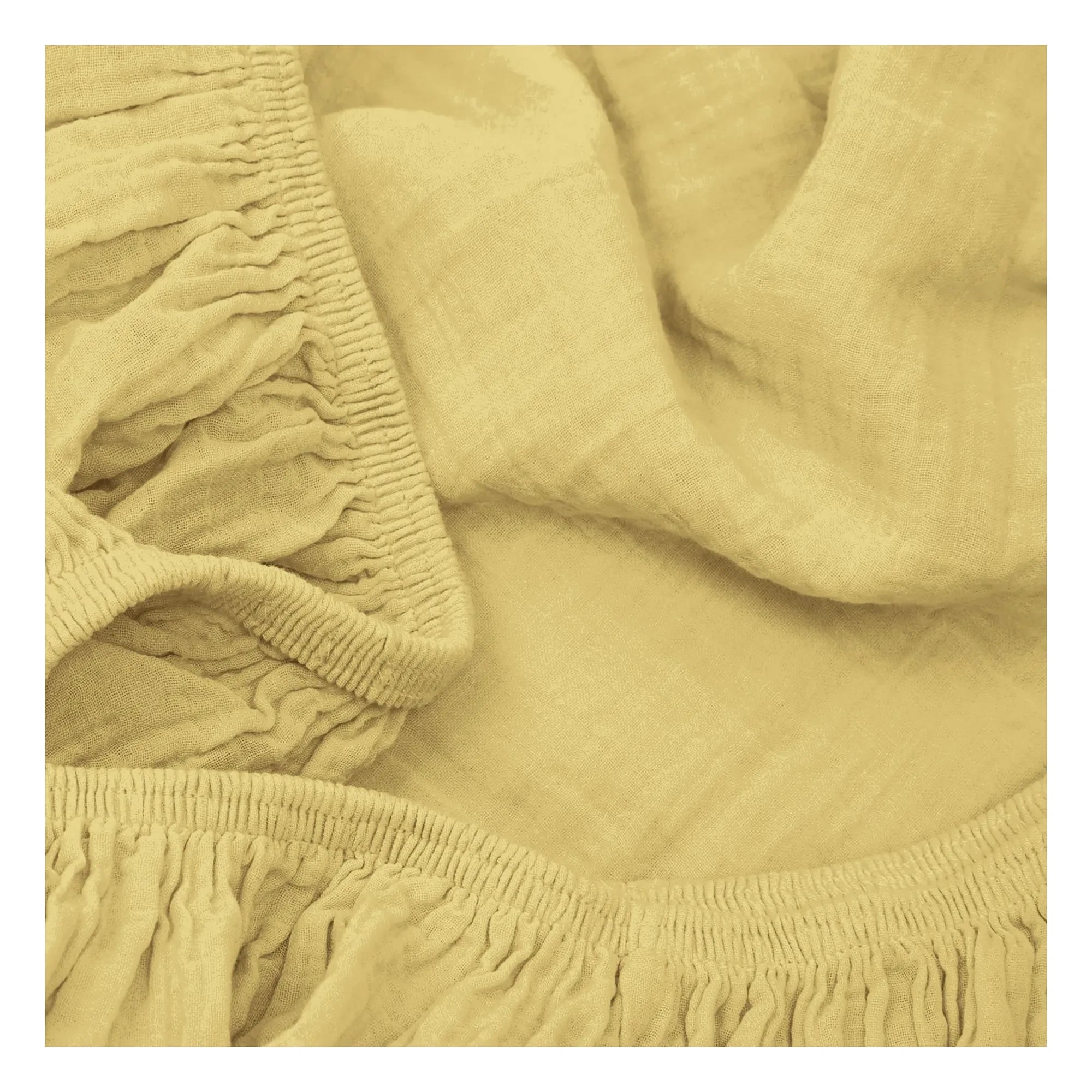 Haomy - Spannbetttuch aus Baumwoll-Voile | Strohgelb