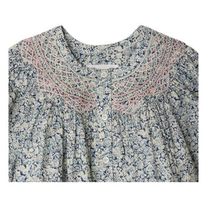 Bonpoint - Ladwiga Fleurie Bio-Baumwoll-Rüschenkleid | Preußischblau
