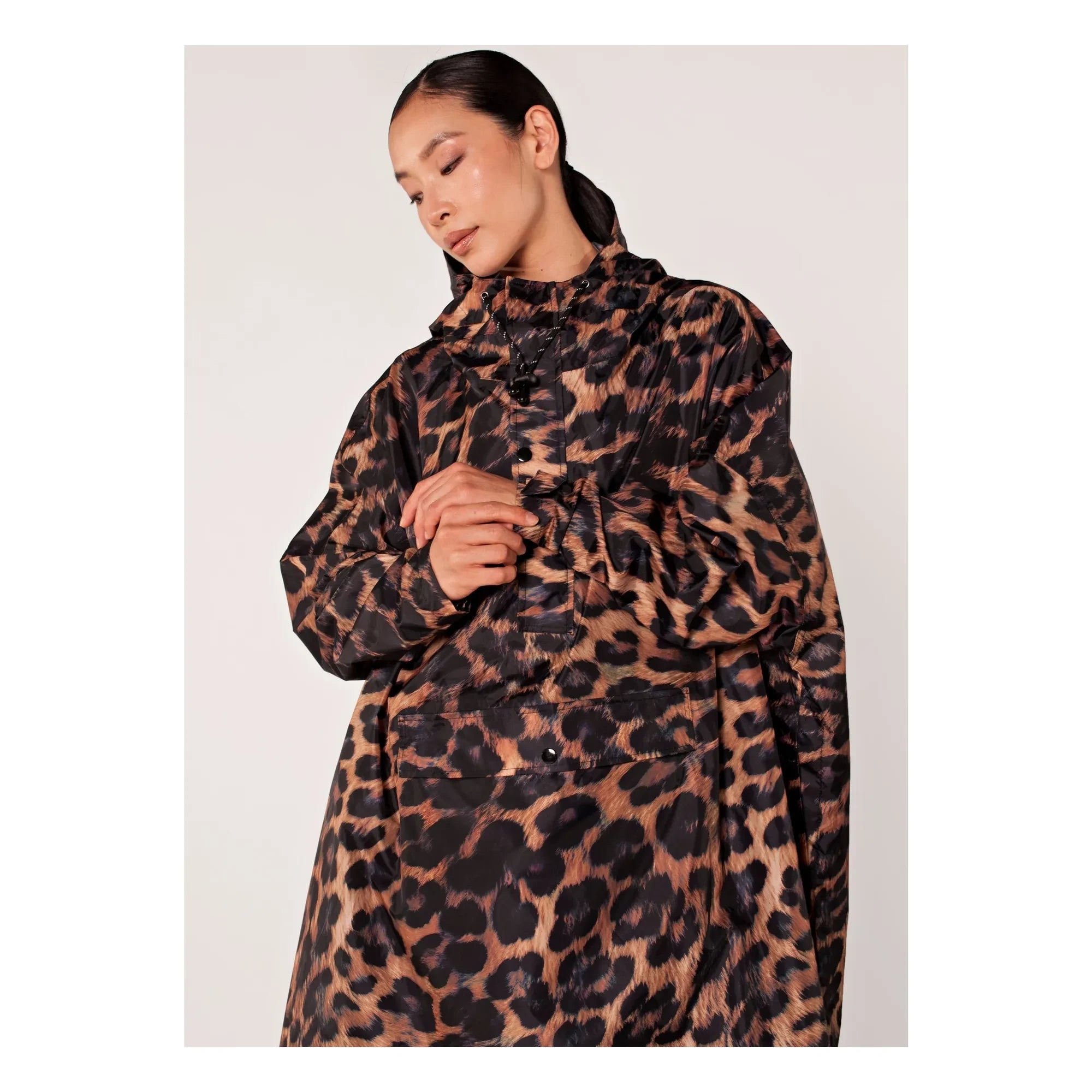 Rainkiss - Dunkler Leopard Wasserdichter Poncho - Damenkollektion | Braun