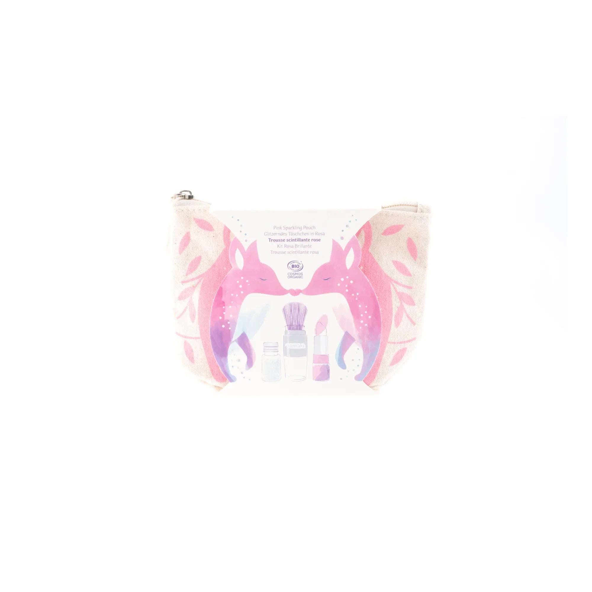 Namaki – Glitzerbeutel mit Fuchsmotiv | Rosa