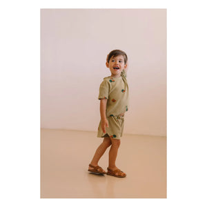 Studio Bohème - Essential Watermelon Bio-Baumwolle Frottee T-Shirt | Khaki