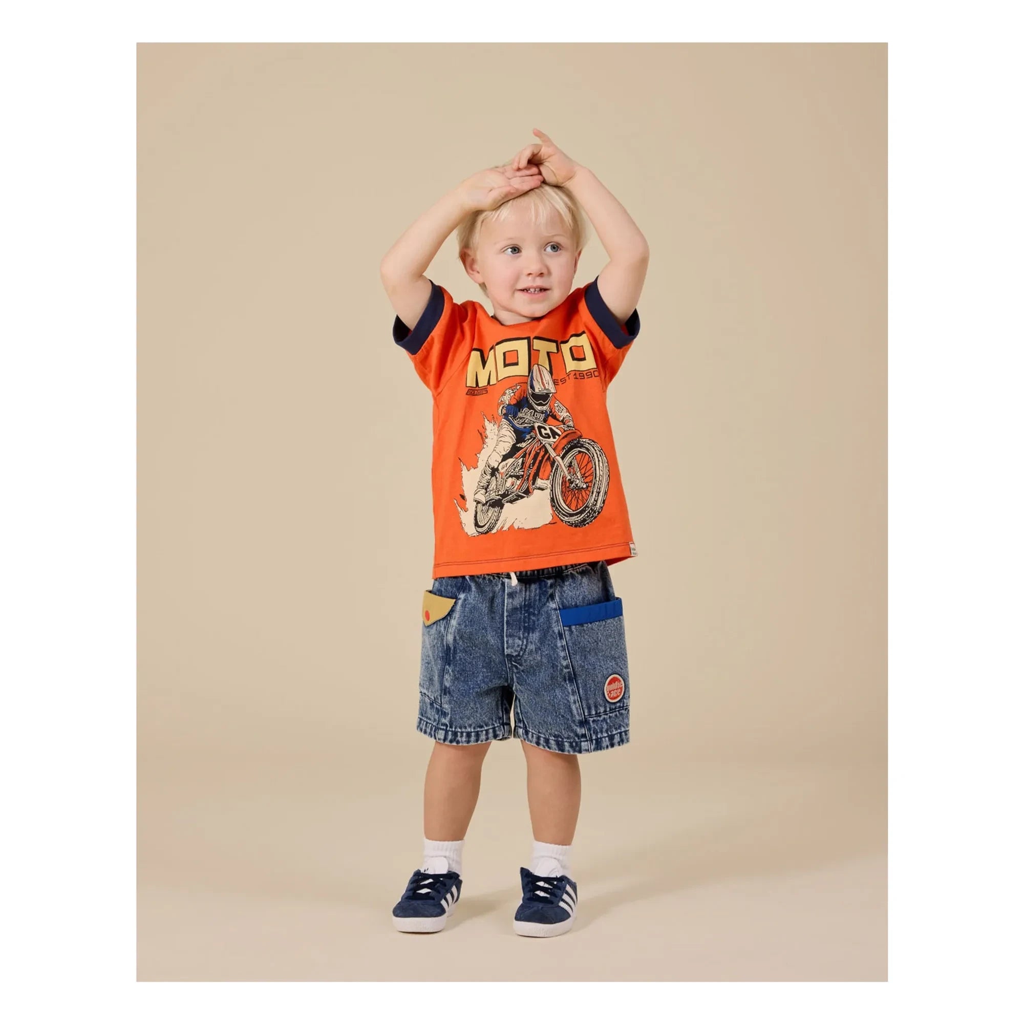Goldie + Ace – Vintage Denim-Shorts mit Farbblock | Blau