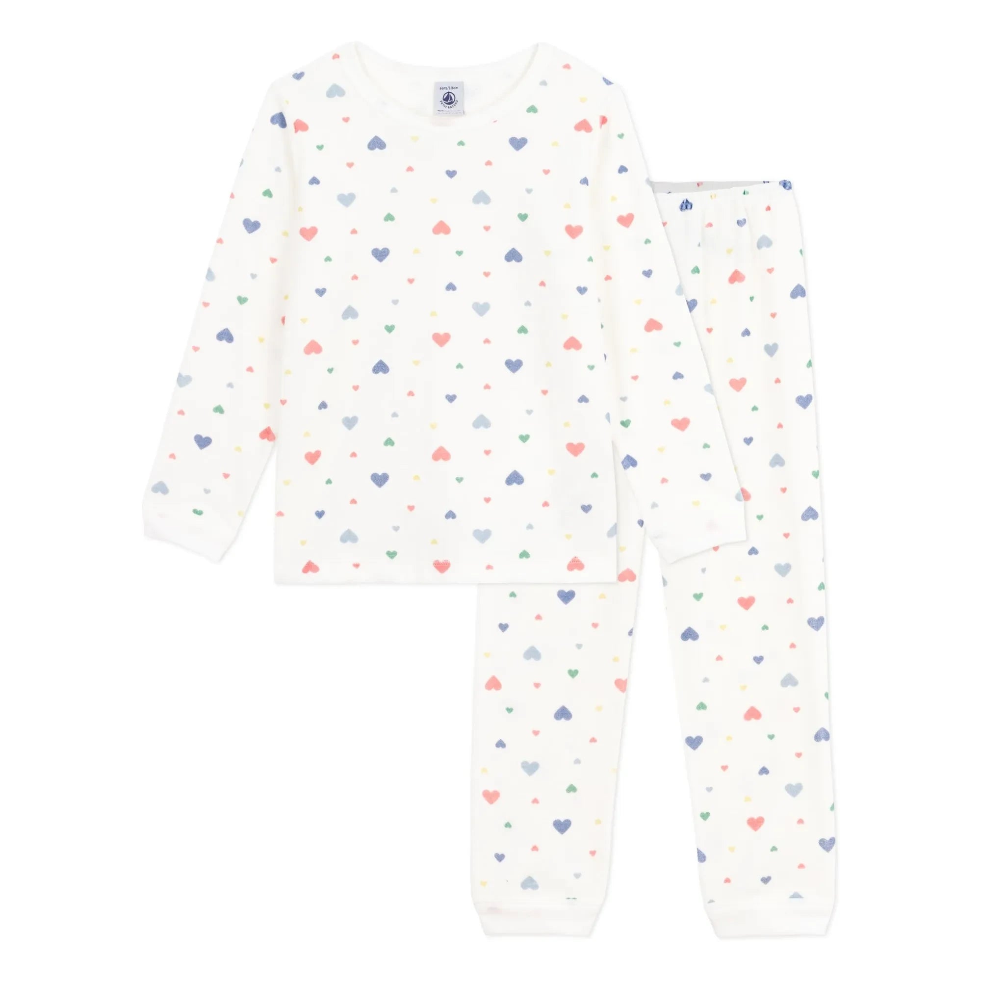 Petit Bateau - Herz Schlafanzug Bio-Baumwolle | Weiß