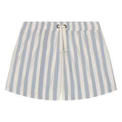 Studio Bohème - Chico Gestreifte Bio-Baumwoll-Badeshorts | Hellblau