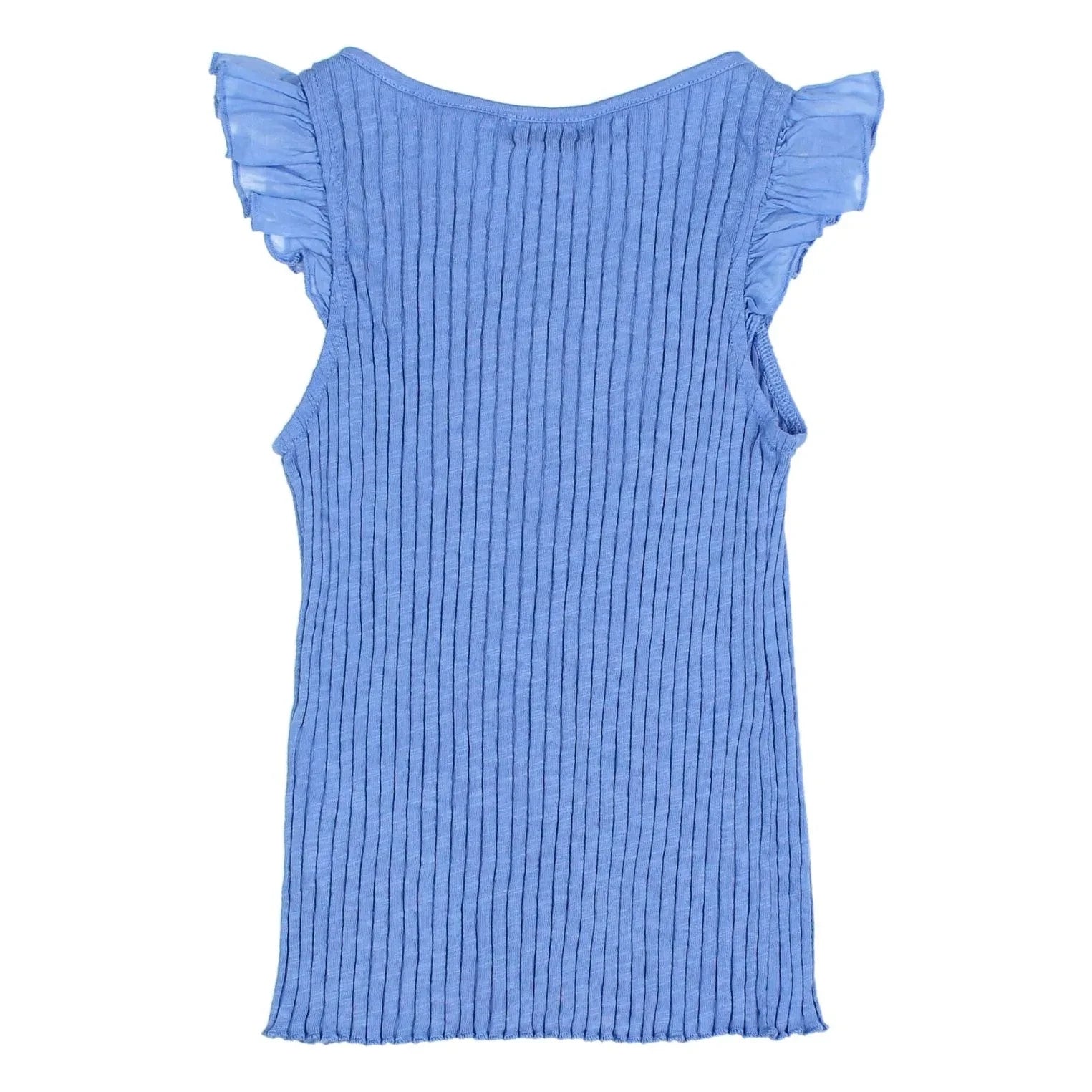 Búho - Geripptes Tanktop mit Rüschen aus Bio-Baumwolle | Azurblau