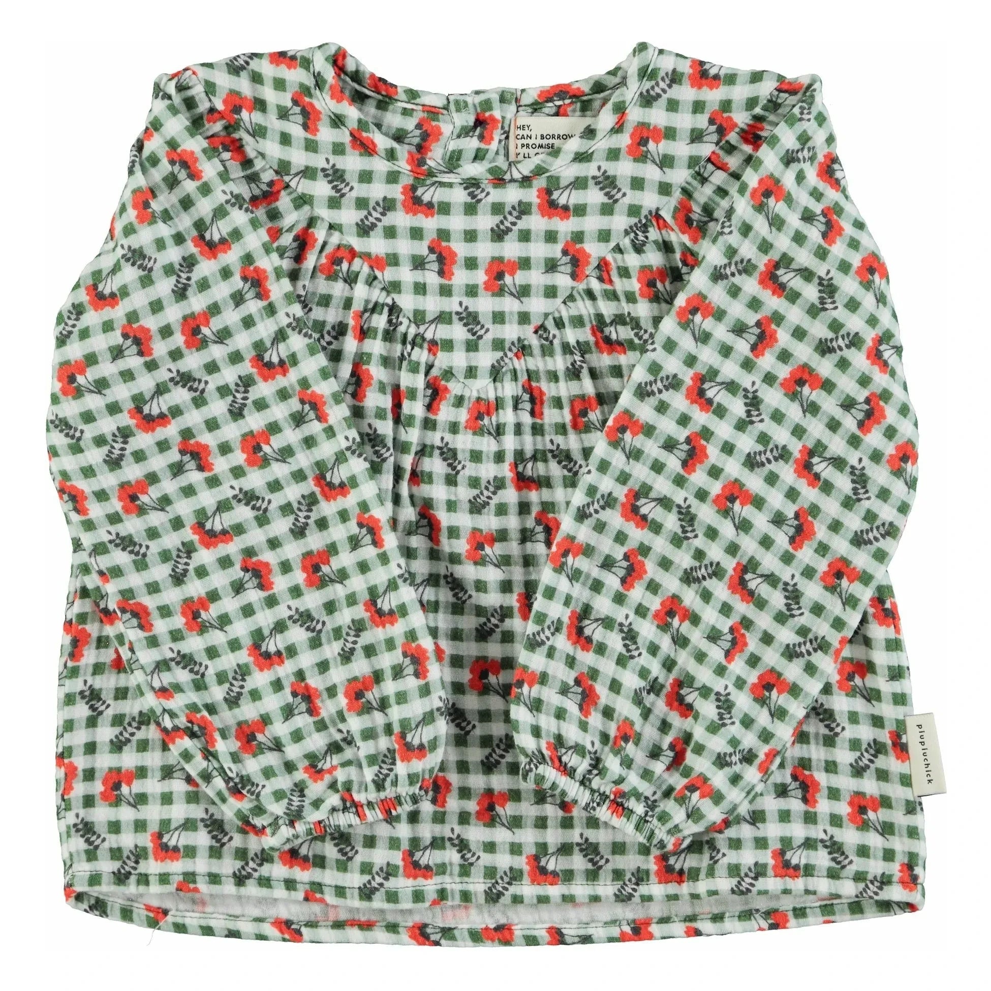 Piupiuchick - Karo-Bluse mit Blumen | Grün