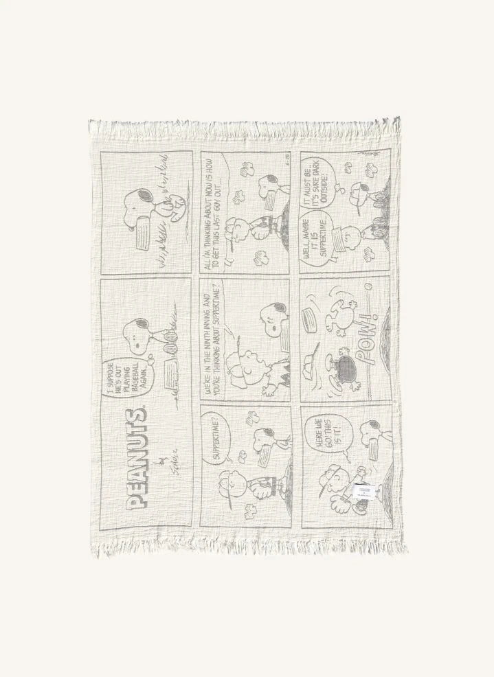 Maison Deux - Maison Deux x Peanuts | Weißer Baseball Druck Baumwolle Throw
