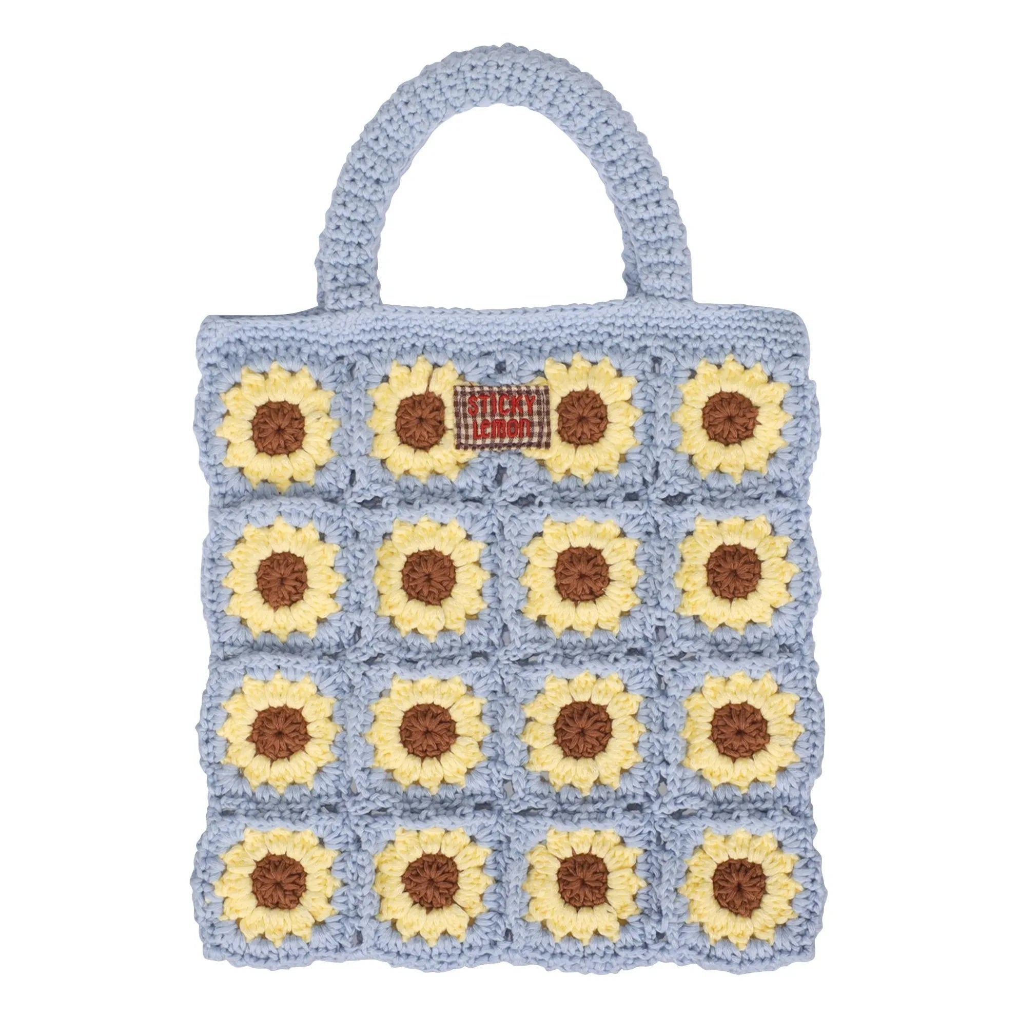 Sticky Lemon - Blumen Häkeltasche | Braun